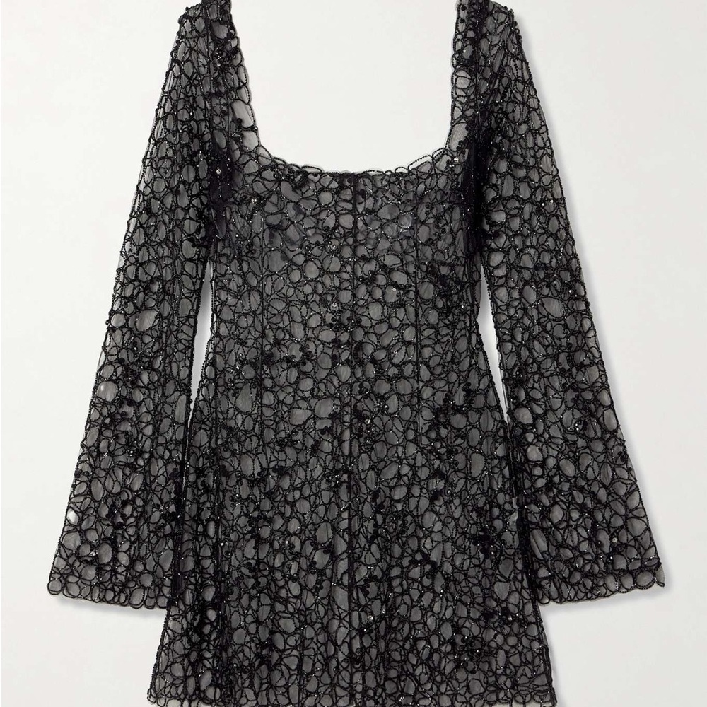 Clio Peppiatt Caviar Embellished Tulle Mini Dress, Size M - Picture 5 of 7